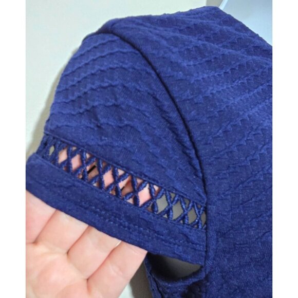 City Studio Dress 1 Blue Cut Out Trim Textured Knit Classic Short Sleeve Womens - Picture 7 of 16